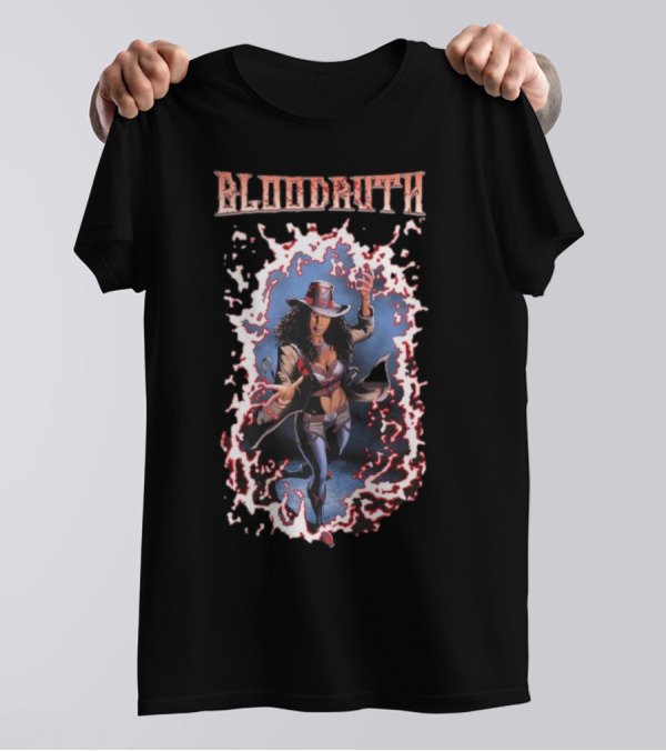Rippaverse Comics Bloodruth Mysterious Heroine In Dynamic Fiery Aura T-Shirt