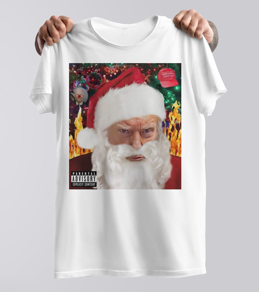 Santa Trump Make America Great Again Christmas Parental Explicit Content T-Shirt