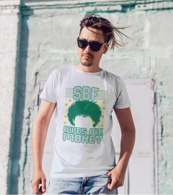 SBF Owes Me Money Christmas Sweater Style Green Hair Pixels T-Shirt