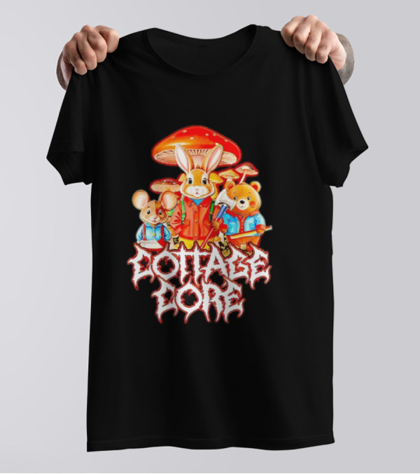 Cottage Core Bunny Mushroom Trio T-Shirt