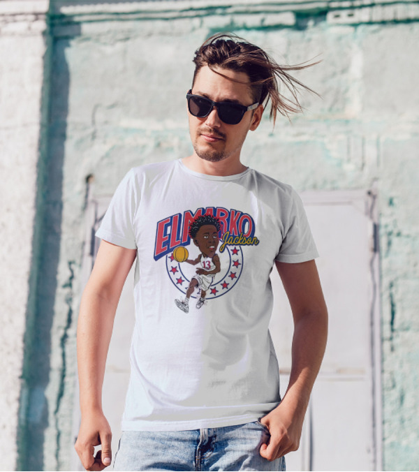 Elmarko Jackson Basketball Stars And Slam Dunk Action T-Shirt