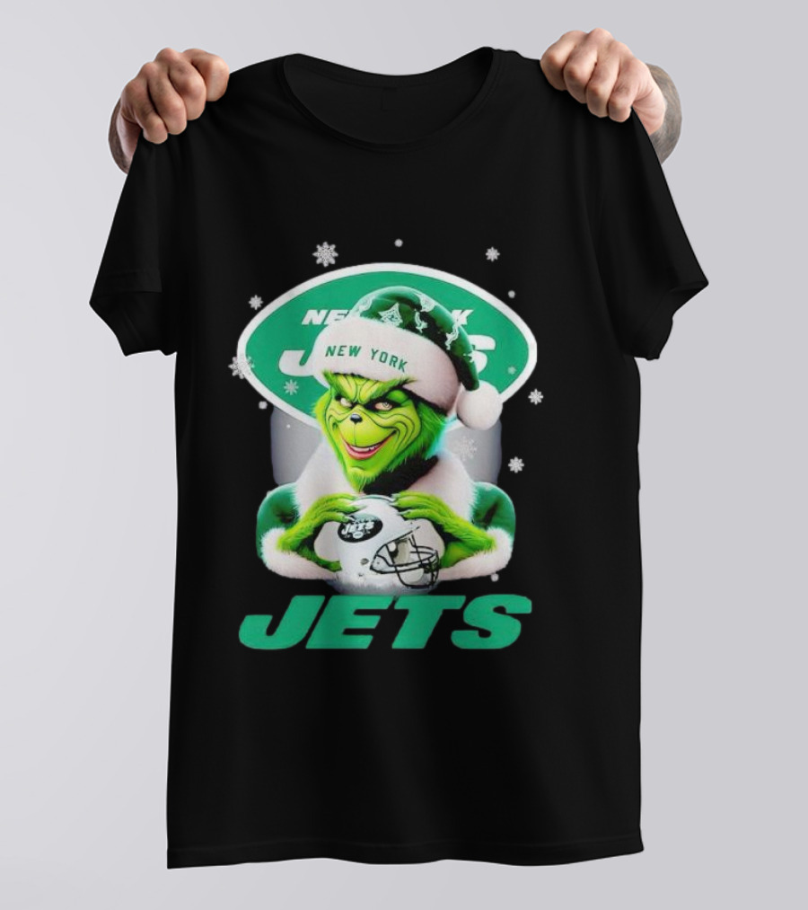 Grinch New York Jets Christmas Football T-Shirt