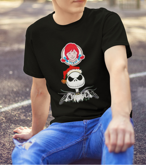 Jack Skellington Wendy’s Christmas Santa Hat Pumpkin T-Shirt