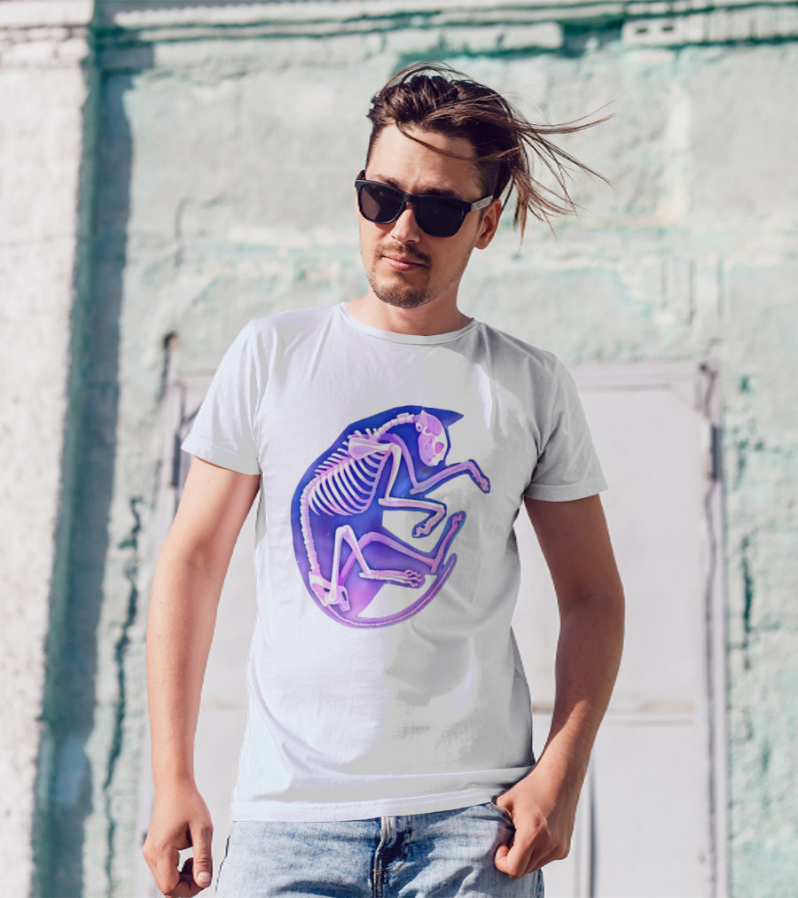 Skeleton Galaxy Cat Cosmic Vibe T-Shirt