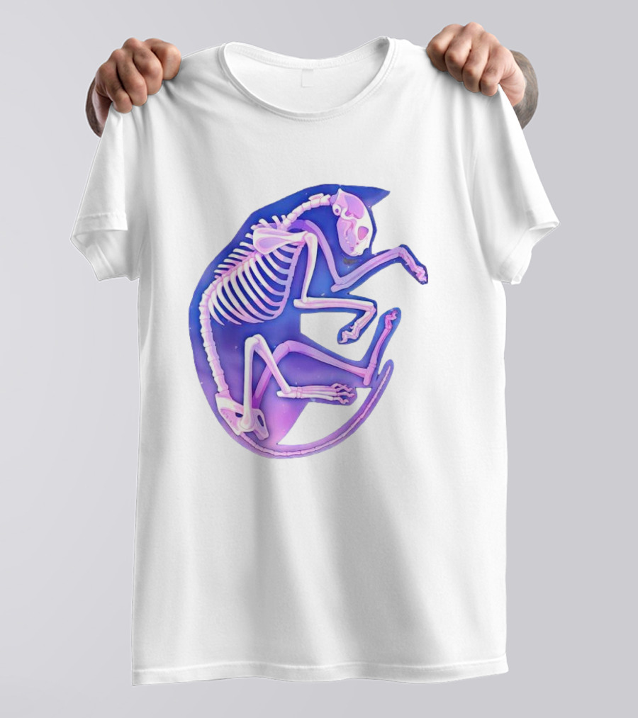 Skeleton Galaxy Cat Cosmic Vibe T-Shirt