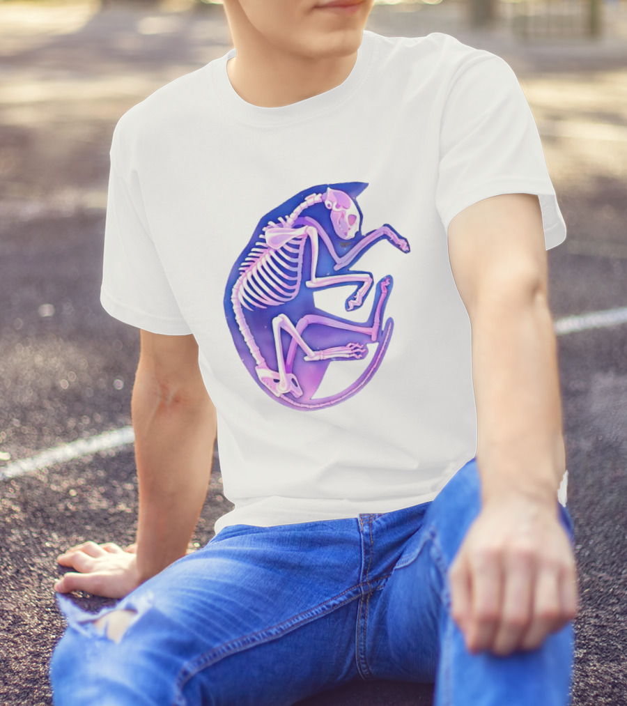 Skeleton Galaxy Cat Cosmic Vibe T-Shirt