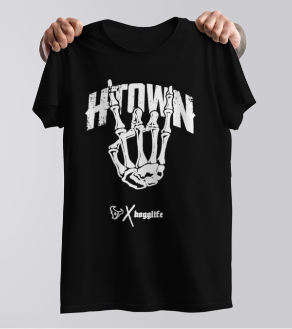 HTOWN Skeleton Hand X HoggLife Texans Collaboration T-Shirt