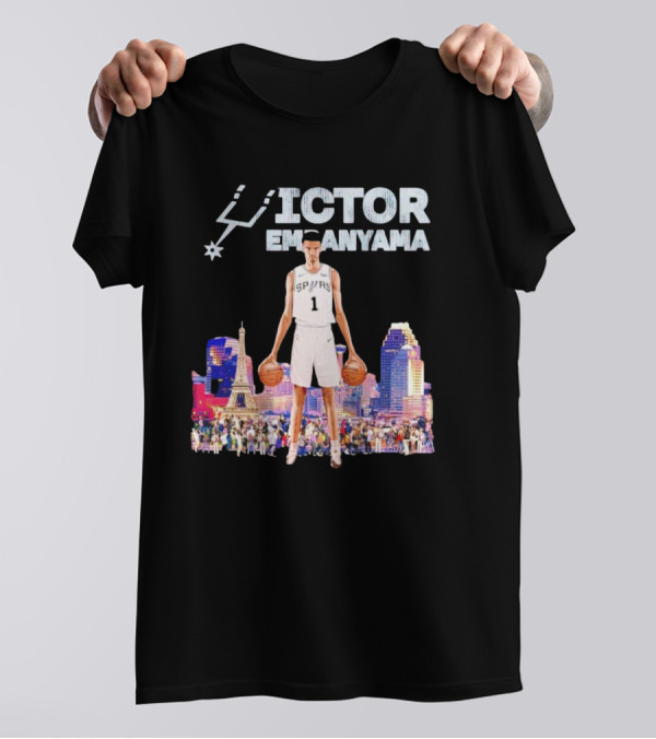 Victor Wembanyama Spurs Skyline City Basketball T-Shirt