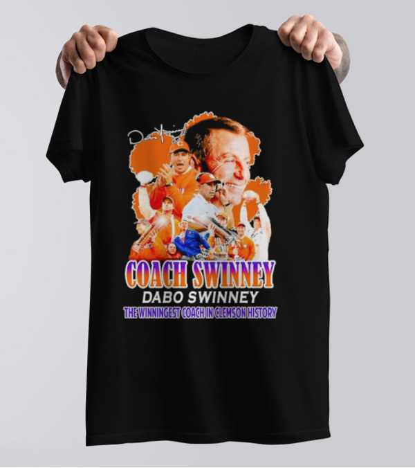 Coach Swinney Dabo Swinney The Winningest Coach In Clemson History Football Celebration Collage T-Shirt