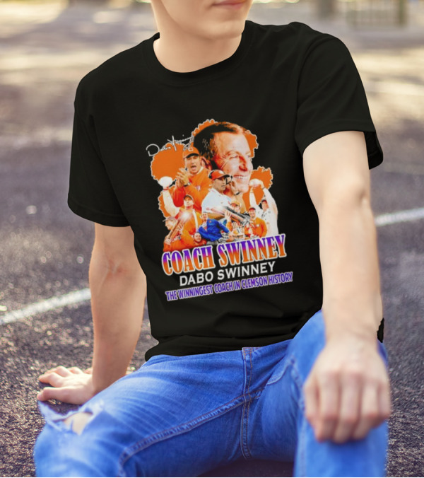 Coach Swinney Dabo Swinney The Winningest Coach In Clemson History Football Celebration Collage T-Shirt