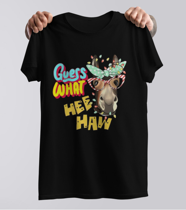 Guess What Hee Haw Christmas Donkey Lights And Glasses T-Shirt