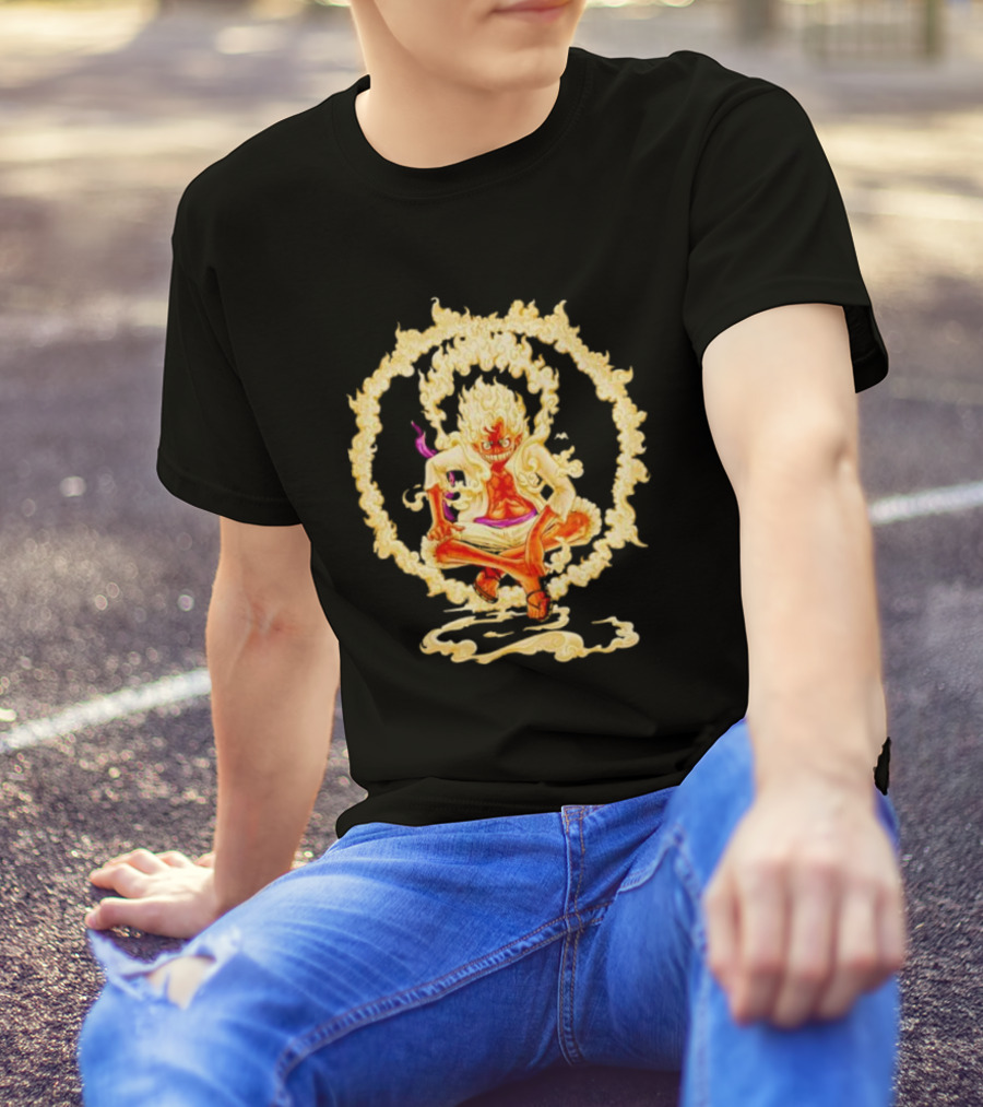 Gear 5 Luffy Surrounded By Fiery Ring Of Flames T-Shirt