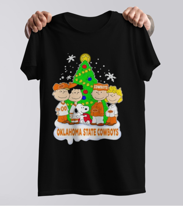 Peanuts Characters Oklahoma State Cowboys Christmas Tree T-Shirt