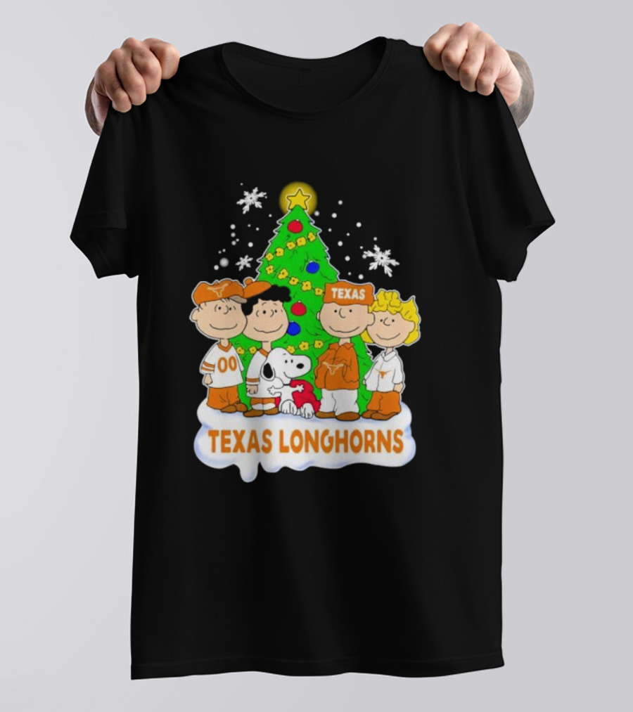 Peanuts Characters Texas Longhorns Christmas Tree T-Shirt