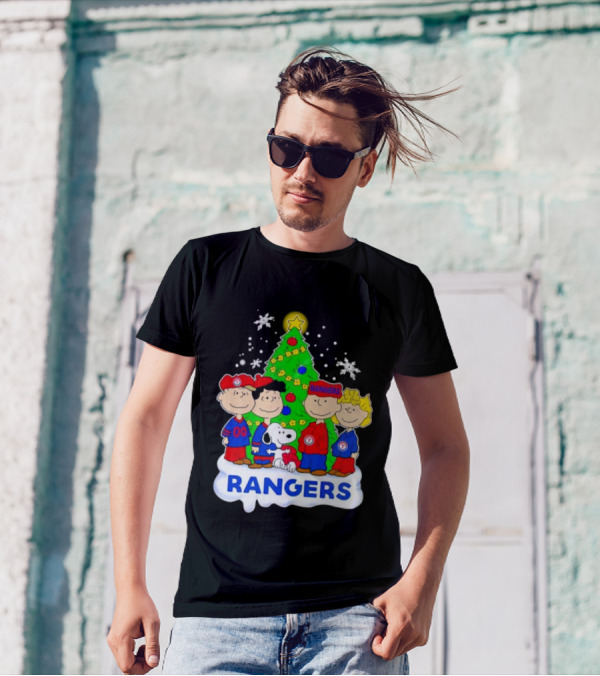 Peanuts Characters Texas Rangers Christmas Tree T-Shirt