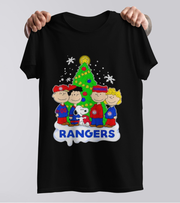 Peanuts Characters Texas Rangers Christmas Tree T-Shirt