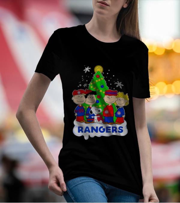 Peanuts Characters Texas Rangers Christmas Tree T-Shirt