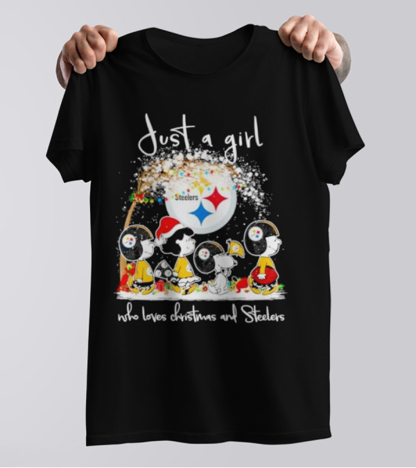 Just A Girl Who Loves Christmas And Steelers Peanuts Characters T-Shirt