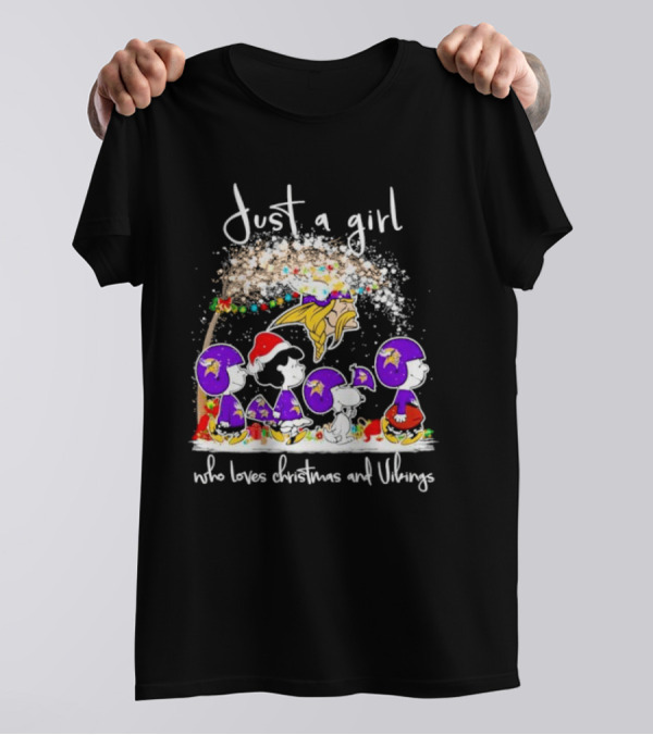 Just A Girl Who Loves Christmas And Vikings Peanuts T-Shirt