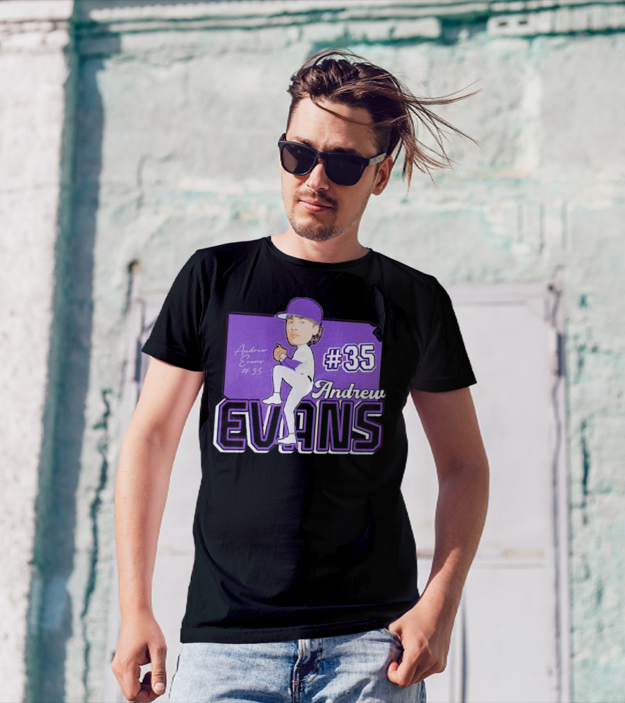 Andrew Evans #35 Kansas State Baseball Signature T-Shirt
