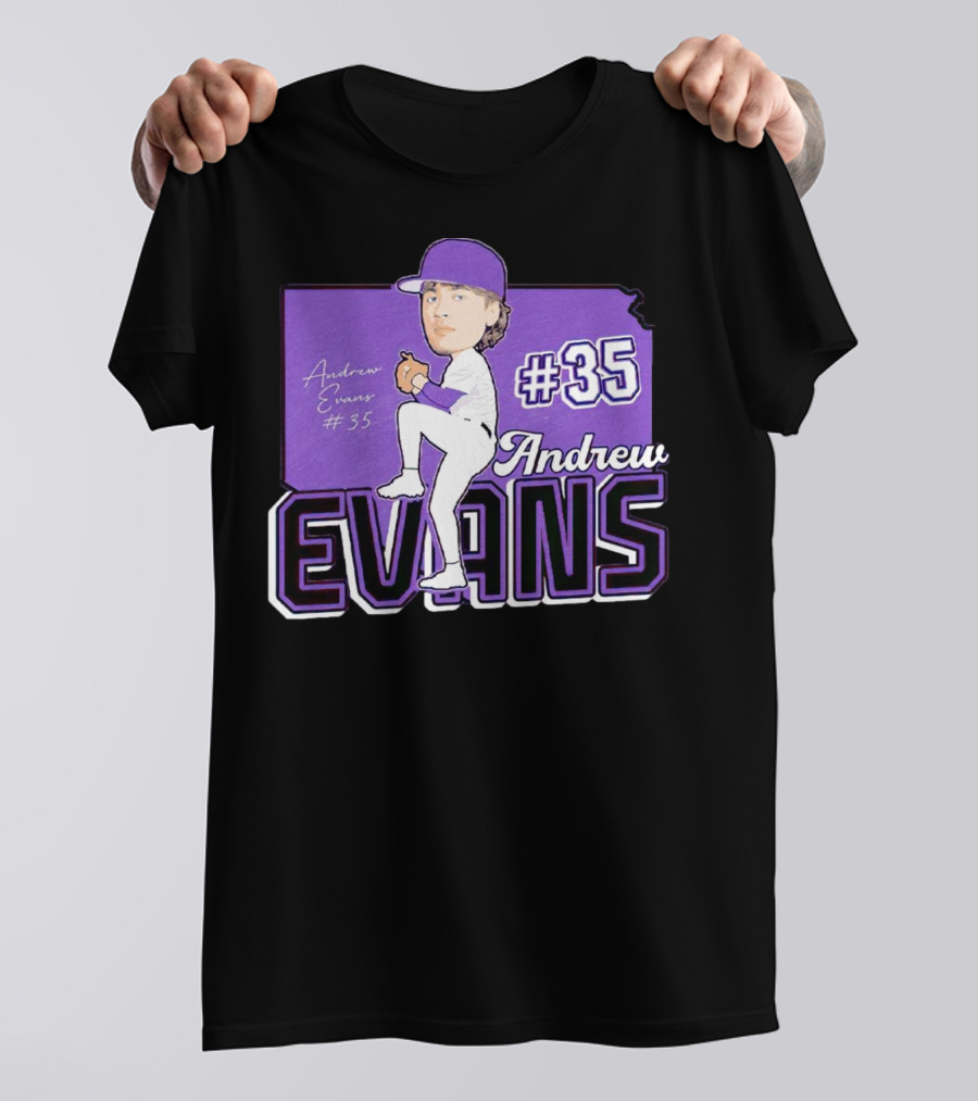 Andrew Evans #35 Kansas State Baseball Signature T-Shirt