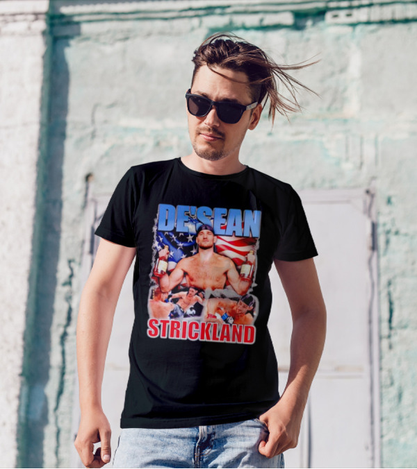 DE’SEAN STRICKLAND American Flag Boxing T-Shirt