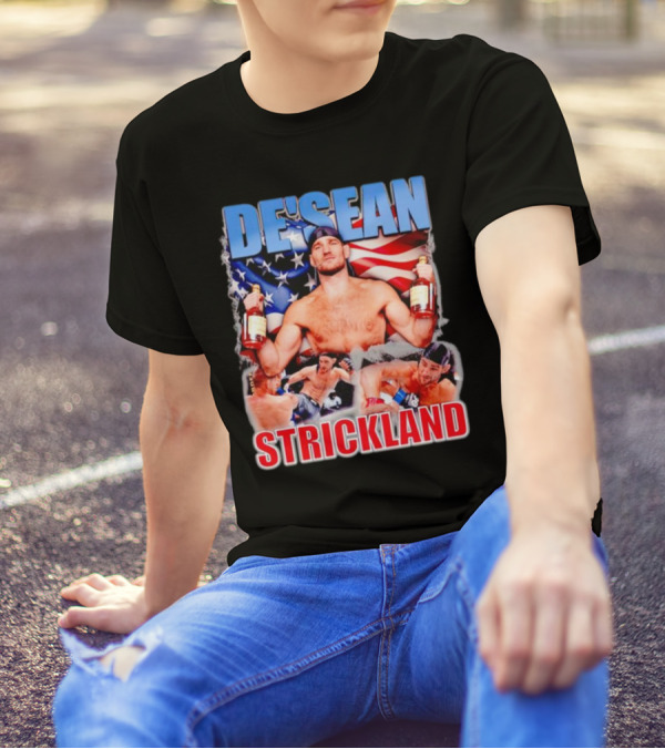 DE’SEAN STRICKLAND American Flag Boxing T-Shirt