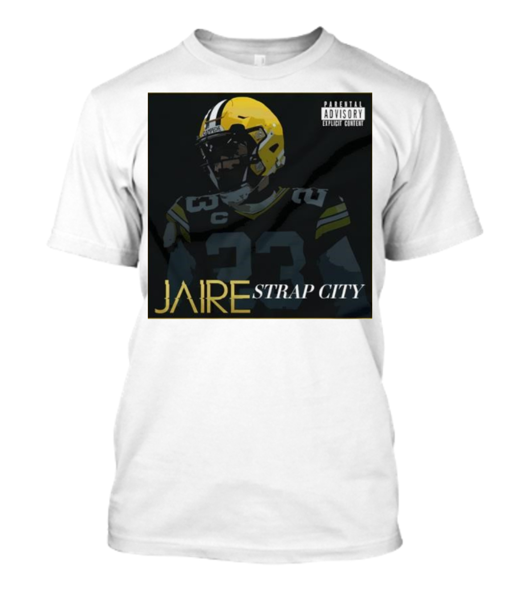 Jaire Strap City Parental Advisory Number 23 Football Helmet T-Shirt