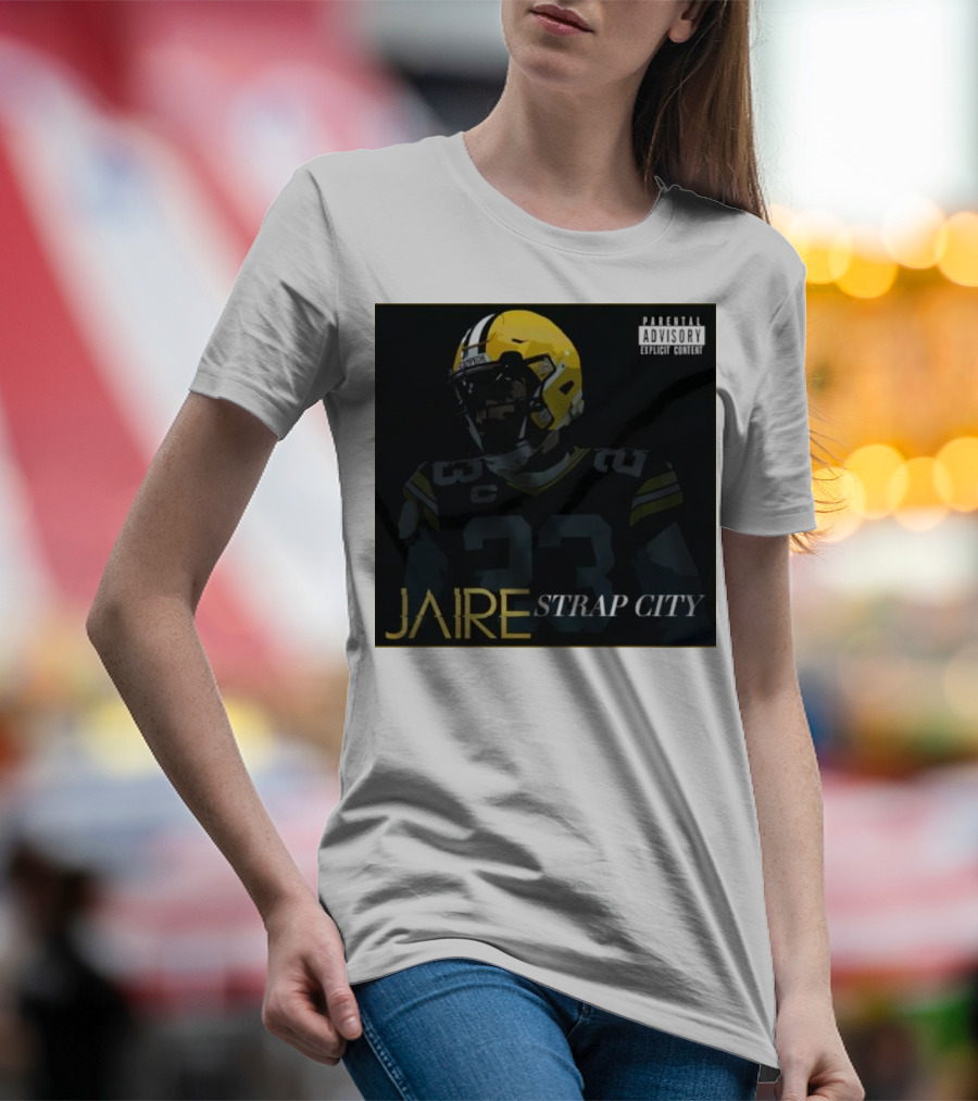 Jaire Strap City Parental Advisory Number 23 Football Helmet T-Shirt