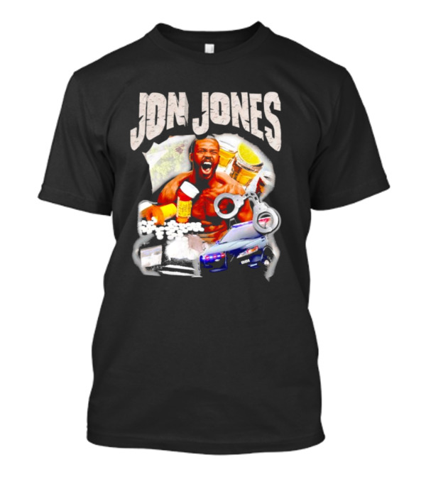 Jon Jones Vintage Police Car Handcuffs Pills Bottles T-Shirt