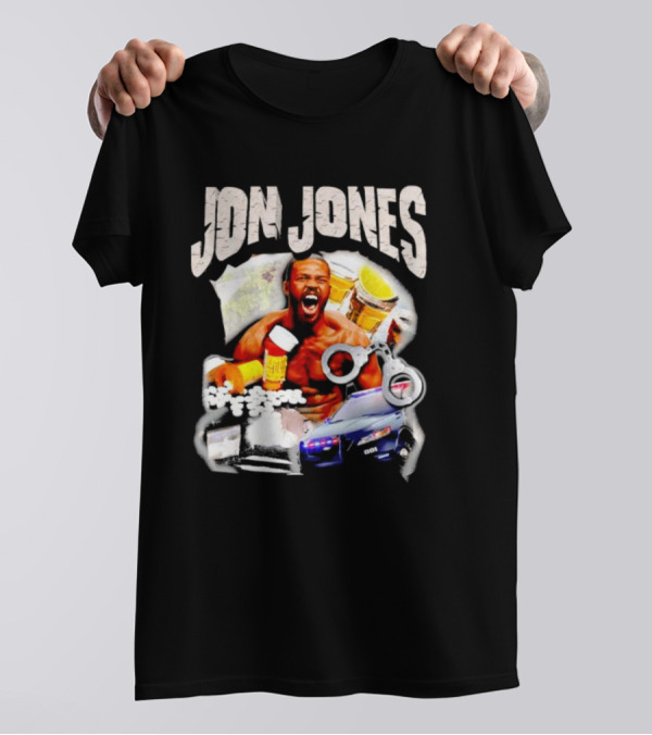 Jon Jones Vintage Police Car Handcuffs Pills Bottles T-Shirt