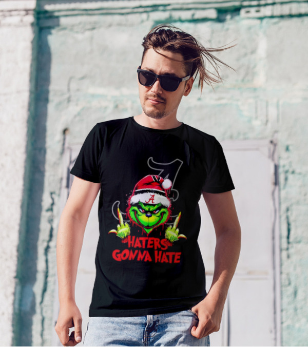Alabama Crimson Tide Grinch Haters Gonna Hate Middle Finger T-Shirt