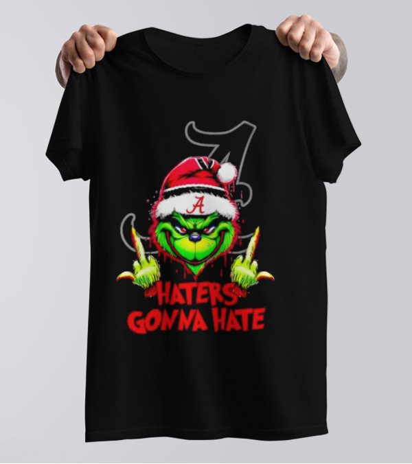 Alabama Crimson Tide Grinch Haters Gonna Hate Middle Finger T-Shirt