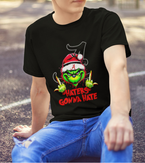 Alabama Crimson Tide Grinch Haters Gonna Hate Middle Finger T-Shirt