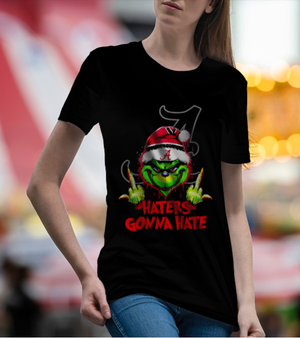 Alabama Crimson Tide Grinch Haters Gonna Hate Middle Finger T-Shirt