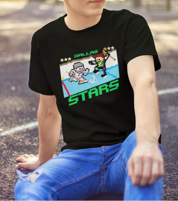 Dallas Stars Hockey Fights Cancer Pixel Art Jayden T-Shirt