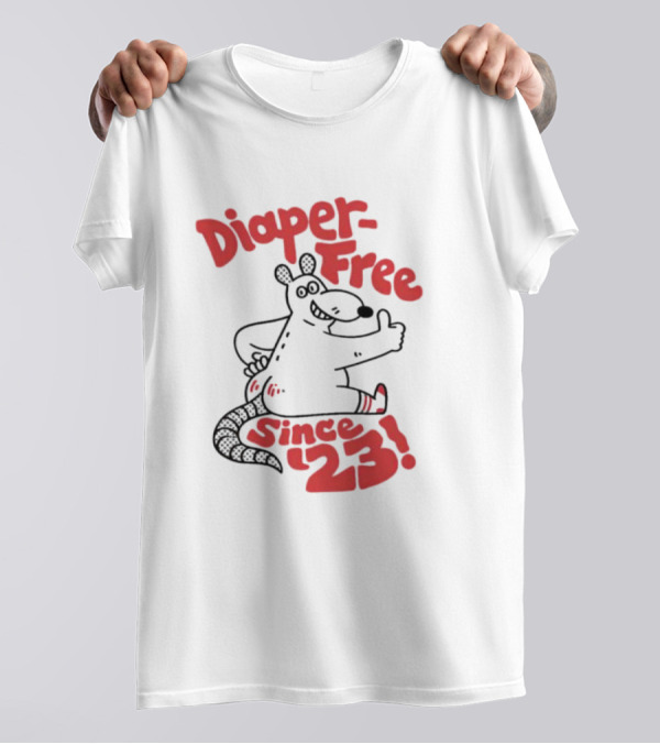 Diaper-Free Since '23 Thumbs Up Armadillo T-Shirt