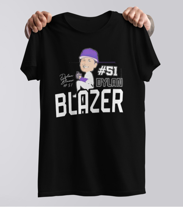 Dylan Blazer #51 Caricature Signature Baseball T-Shirt