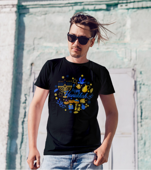 Happy Hanukkah Menorah Dreidel Gifts Star Of David Celebrations T-Shirt
