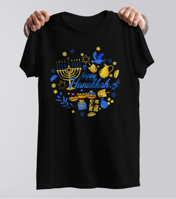 Happy Hanukkah Menorah Dreidel Gifts Star Of David Celebrations T-Shirt