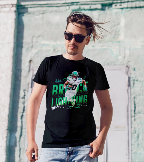 Breece Lightning New York Jets Signature Football T-Shirt