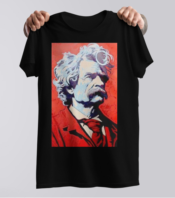 Mark Twain Red And Blue Portrait T-Shirt