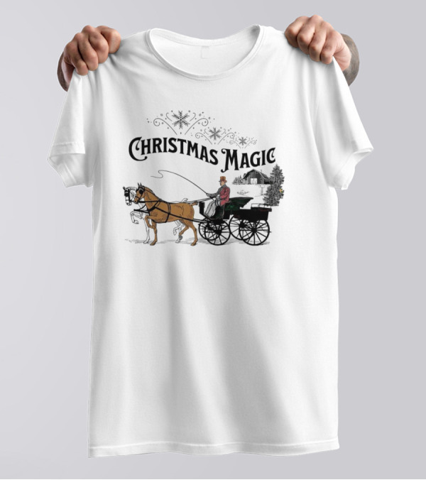Christmas Magic Horse And Carriage Scene T-Shirt
