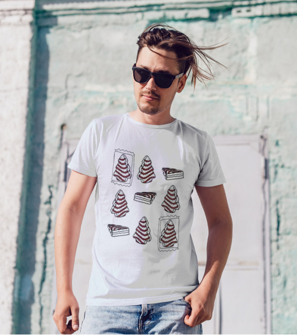 Christmas Tree Cakes Snack Pattern Christmas Holiday T-Shirt