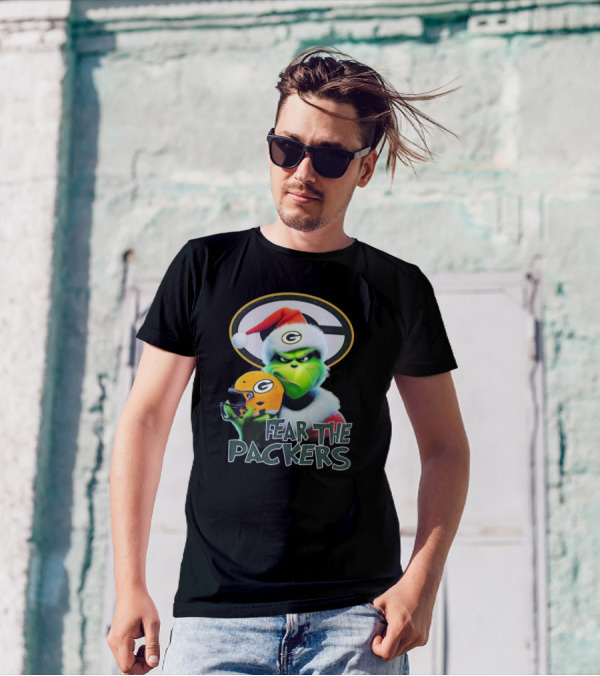 Grinch Fear The Green Bay Packers Christmas G Helmet T-Shirt