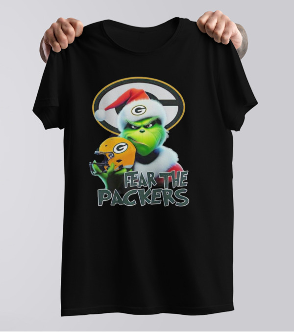 Grinch Fear The Green Bay Packers Christmas G Helmet T-Shirt