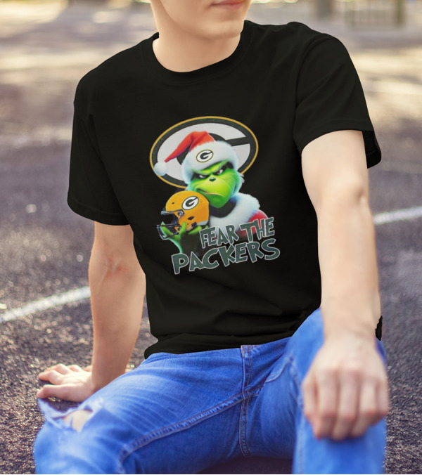 Grinch Fear The Green Bay Packers Christmas G Helmet T-Shirt