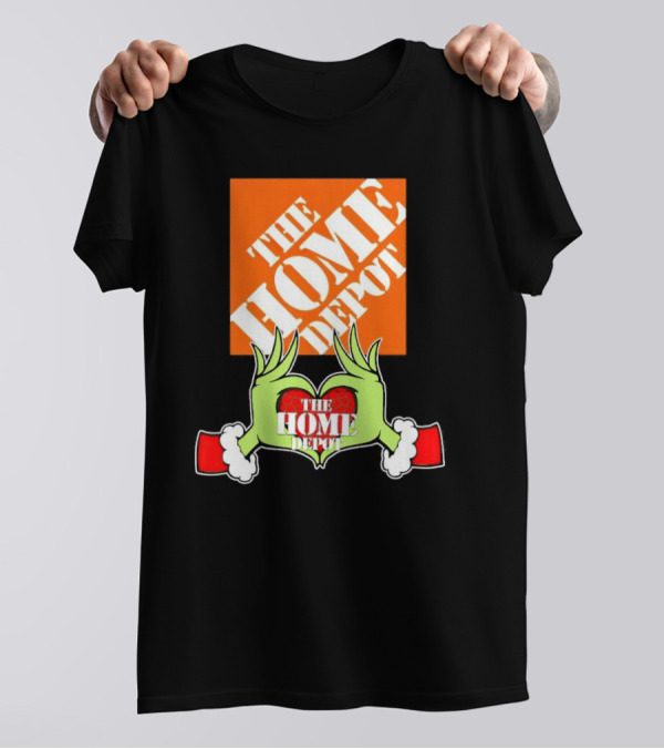 The Home Depot Christmas Grinch Green Hands Heart T-Shirt