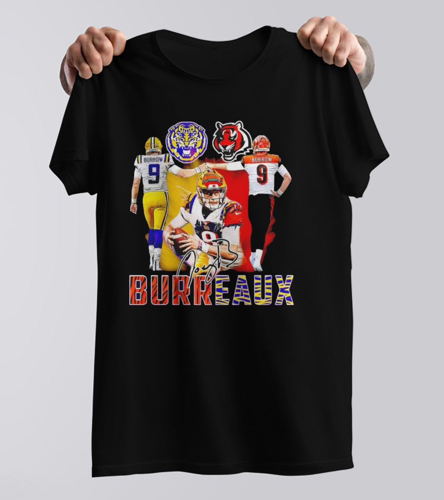 Joe Burrow Burreaux Signature LSU Tigers Cincinnati Bengals Football T-Shirt
