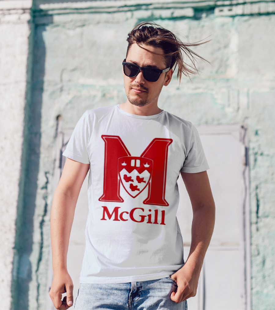 McGill University Large Red M And Shield Emblem T-Shirt